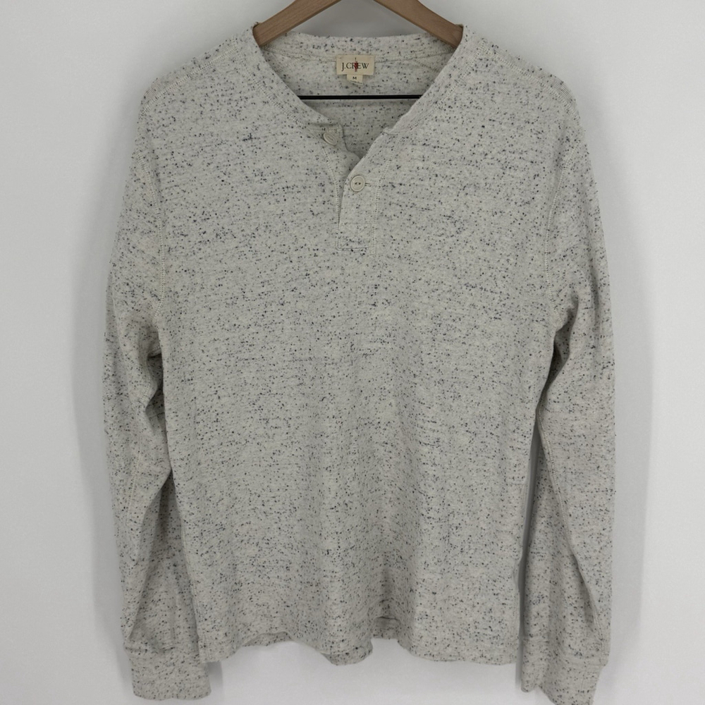 J. Crew Oarsman Ivory Speckled Henley Sweater Men’s Size Medium